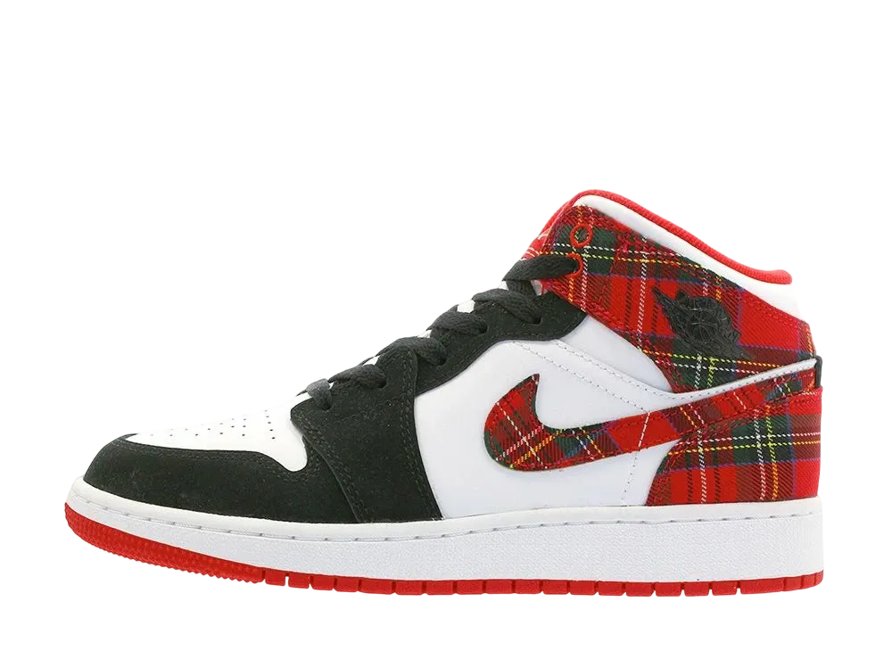 ナイキ エアジョーダン1 ミッド "ホワイト プレイド (GS)"