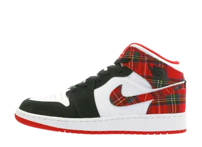 Nike GS Air Jordan 1 Mid "White Plaid"