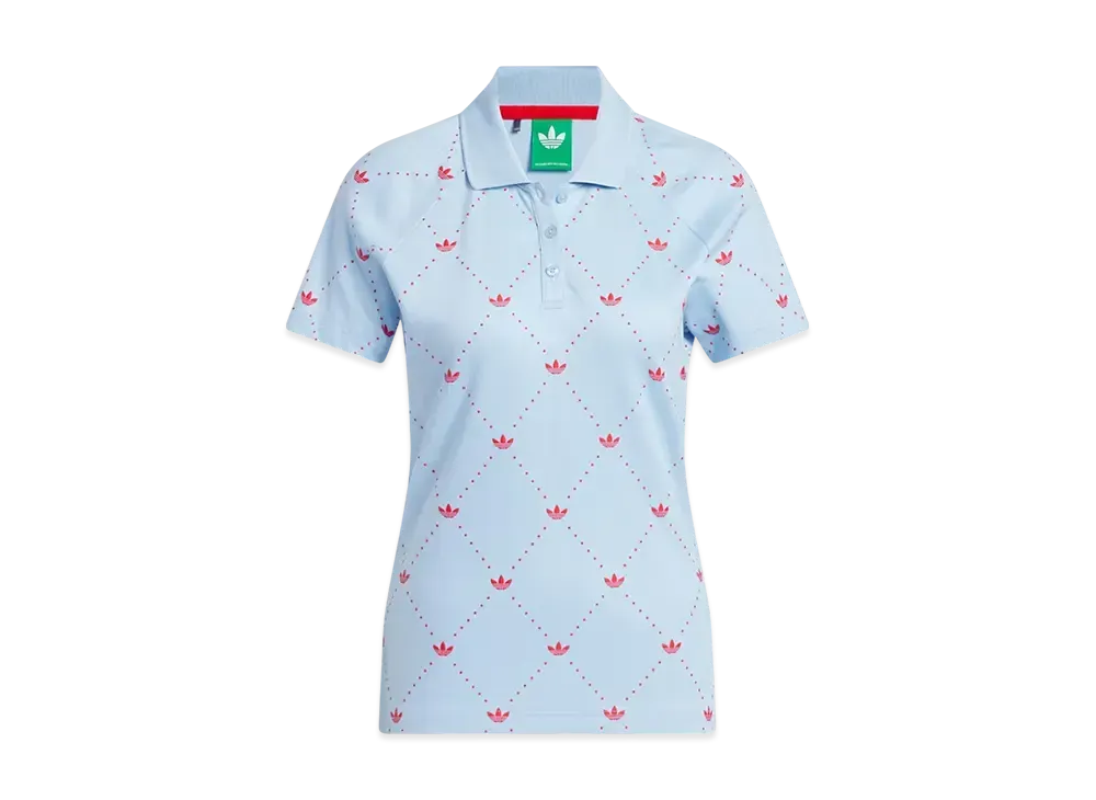 adidas Originals Golf Monogram Short Sleeve Shirt "Clear Sky/Better Scarlet"