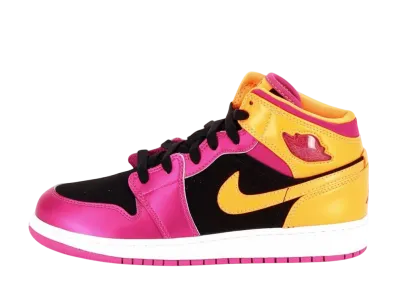 Nike GS Air Jordan 1 Retro Mid "Black/Fusion Pink/Bright Citrus"
