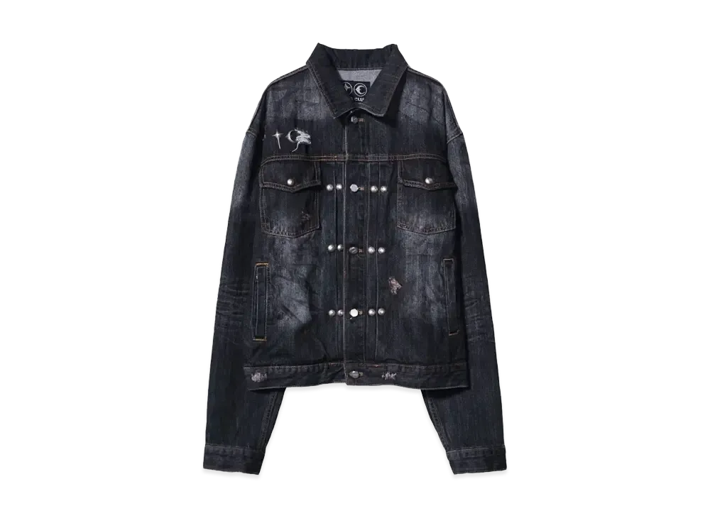 THUG CLUB Burn Down Denim Jacket "BLUE"