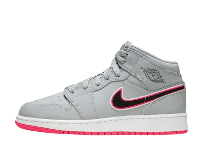 Nike GS Air Jordan 1 Mid "Wolf Grey/Racer Pink/Black"