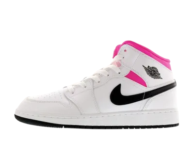 ナイキ GS エアジョーダン1 ミッド "ホワイト/ブラック/ハイパー ピンク"