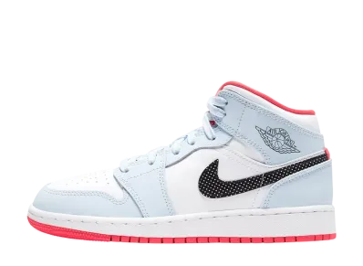 Nike GS Air Jordan 1 Mid "Half Blue Polka Dot Swoosh"