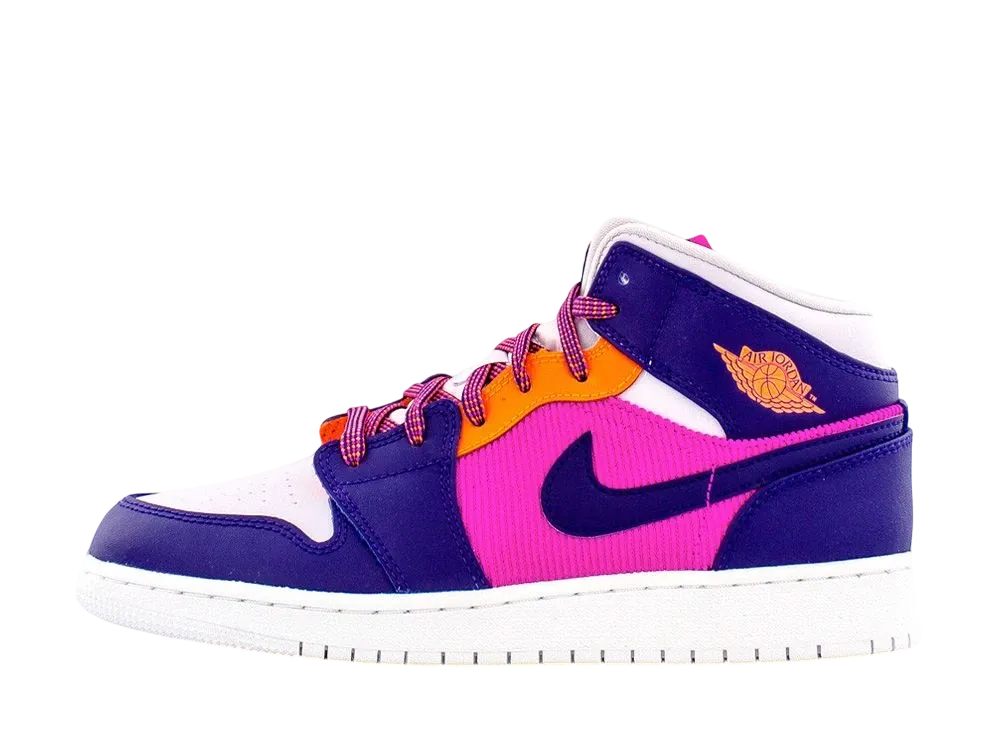 ナイキ GS エアジョーダン1 ミッド "ファイヤーピンク/ベアリーグレープ"