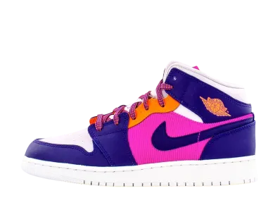 ナイキ GS エアジョーダン1 ミッド "ファイヤーピンク/ベアリーグレープ"