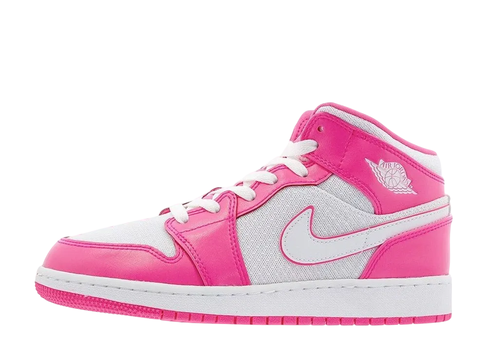 ナイキ エアジョーダン1 ミッド "ハイパー ピンク ホワイト (GS)"