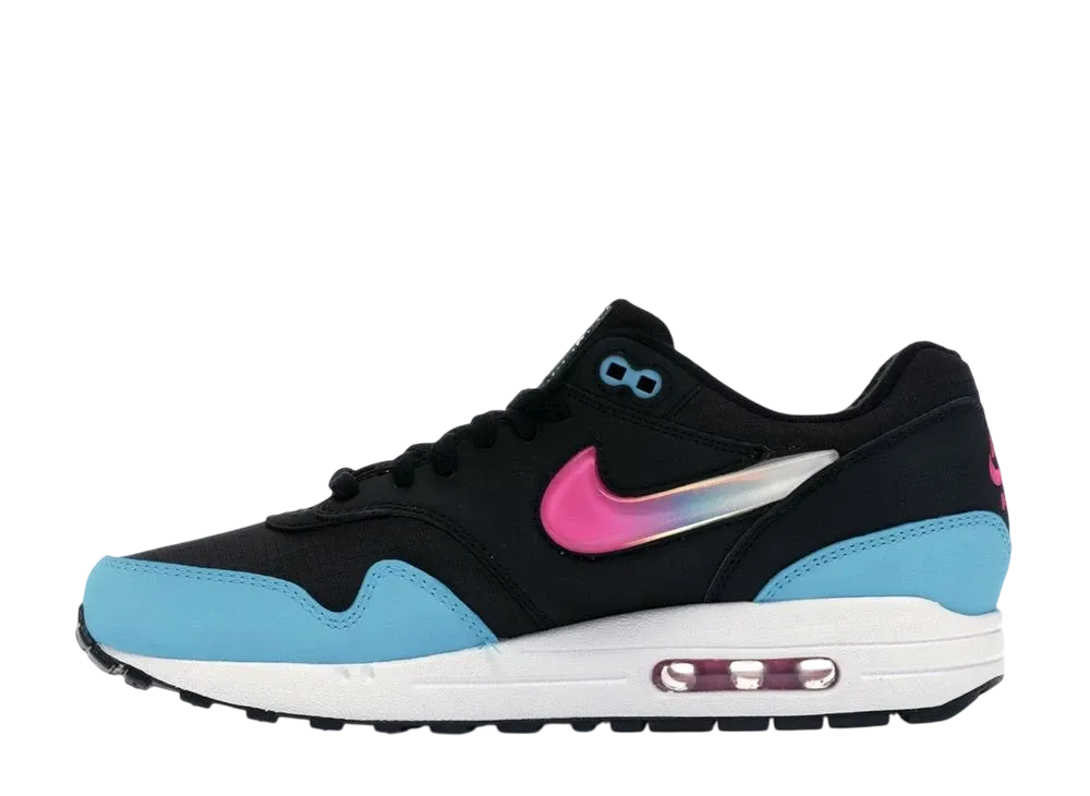 NIKE AIR MAX 1 JELLY SWOOSH BLACK FUCHSIA BLUE FURY