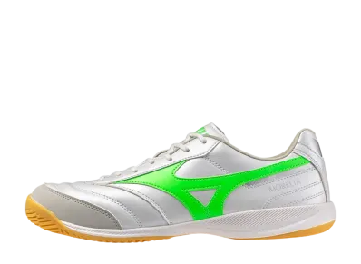 ミズノ モレリア サラ プロ イン "スーパーホワイトパール/ネオングリーン"