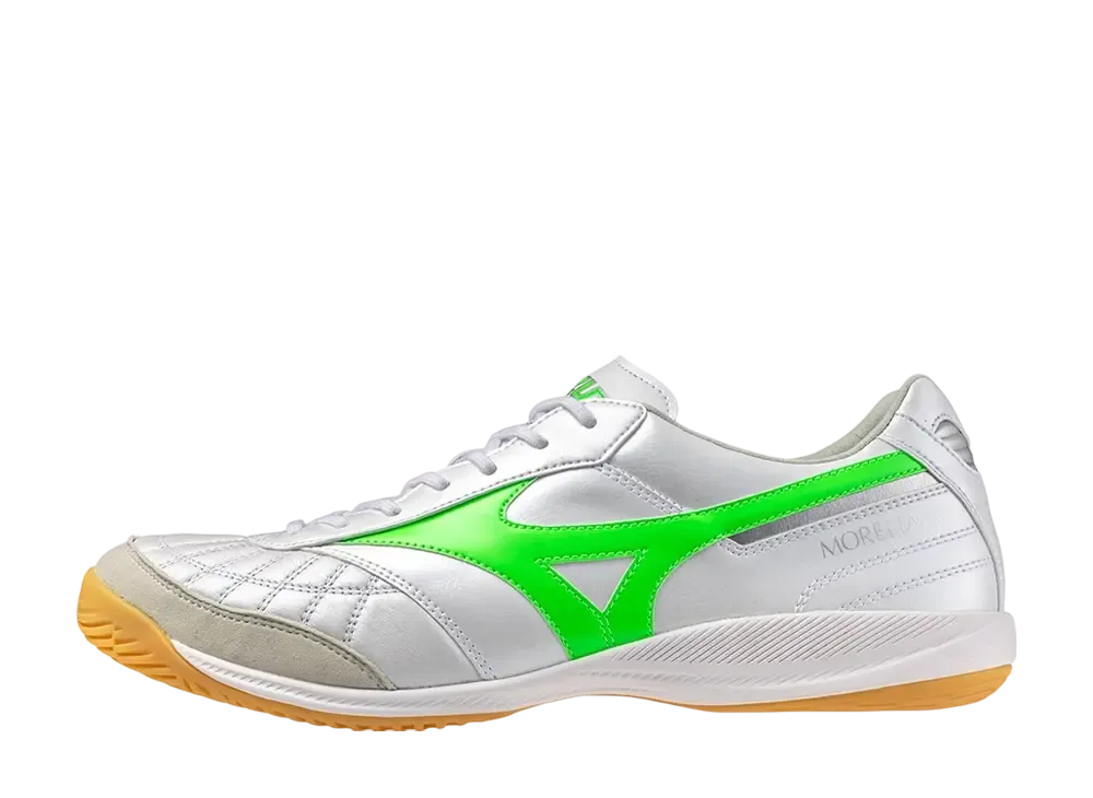 ミズノ モレリア サラ ジャパン イン "スーパーホワイトパール/ネオングリーン"