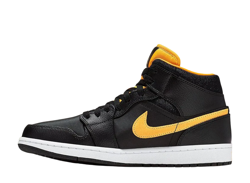 ナイキ エアジョーダン1 ミッド "ブラック ユニバーシティ ゴールド"
