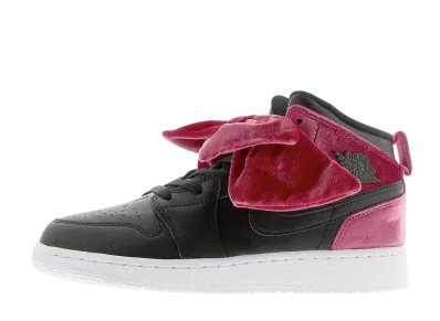 Nike GS Air Jordan 1 Mid "Bow Black Noble Red"