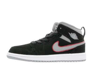 Nike PS Air Jordan 1 Mid "Black/Particle Grey/Gym Red"