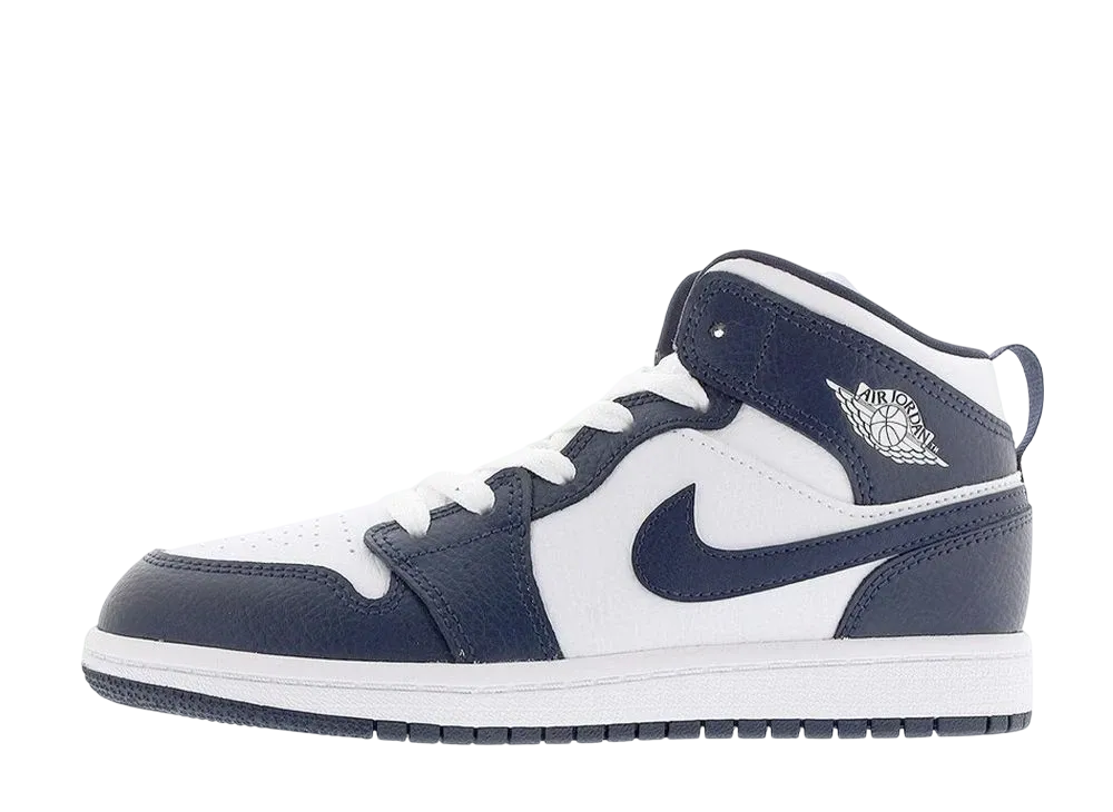 ナイキ PS エアジョーダン1 ミッド "ホワイト/メタリックゴールド/オブシディアン"(キッズ)