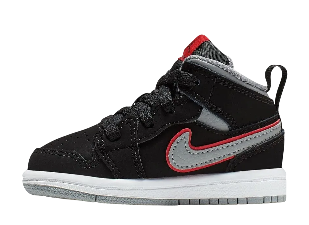 ナイキ TD エアジョーダン1 ミッド "ブラック/パーティクルグレー/ジムレッド"(キッズ)