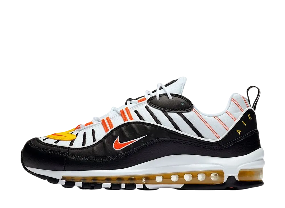 NIKE AIR MAX 98 BLACK WHITE YELLOW CRIMSON