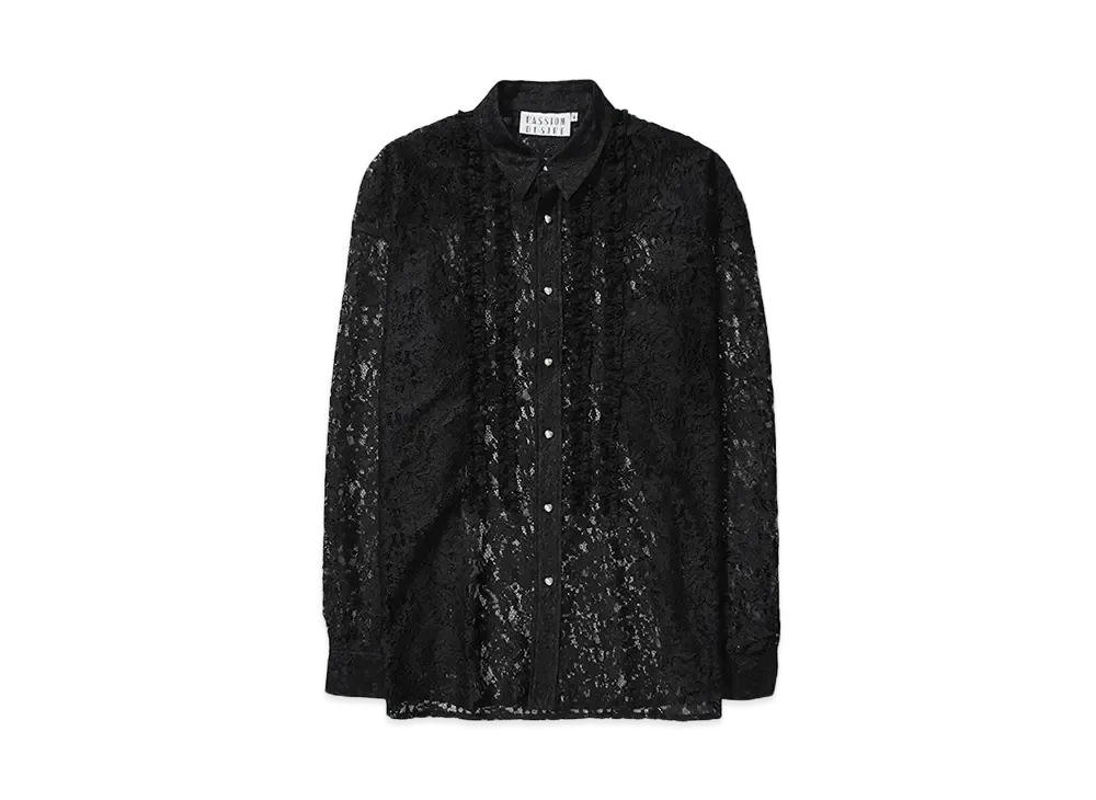el conductorH FLOWER LACE FRILL SHIRT "BLACK"