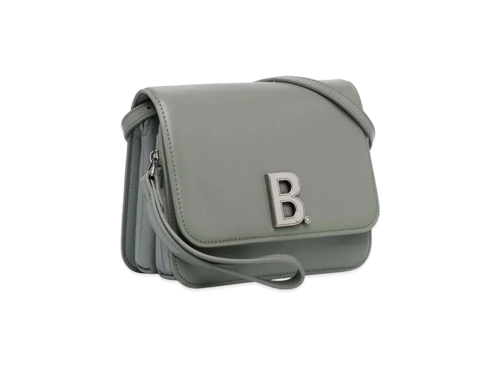 BALENCIAGA B. Leather Shoulder Bag "Gray"