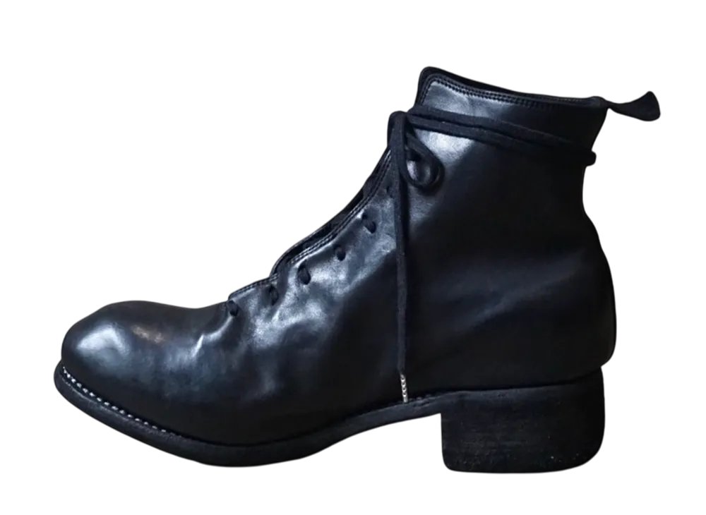 GUIDI Laced Up Boots Horse Full Grain Leather "Black" PL11L Leather Sole