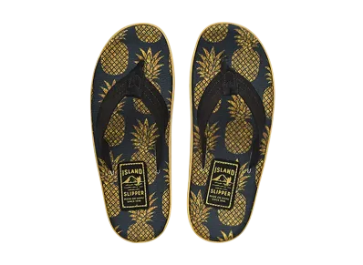 ISLAND SLIPPER Fabric Insole Suede Strap "Pineapple Gold/Black" 19PTLF203