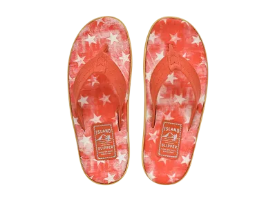 ISLAND SLIPPER Fabric Insole Suede Strap "Red Star" 19PTLF203