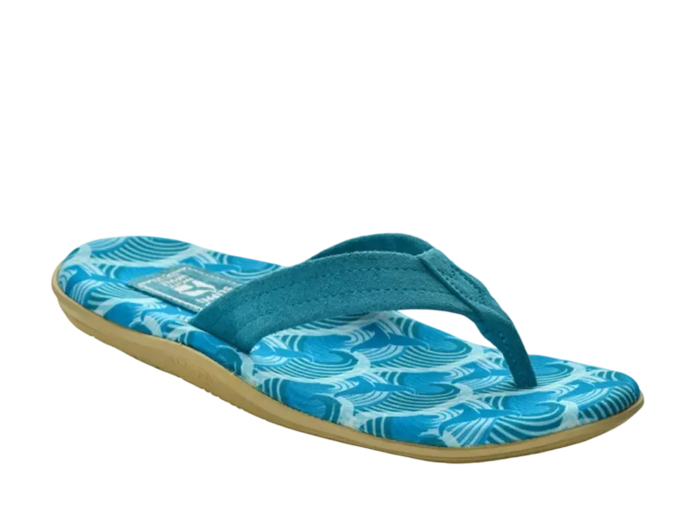 ISLAND SLIPPER Fabric Insole Suede Strap "Whale Tail/Turquoise"19PTLF203