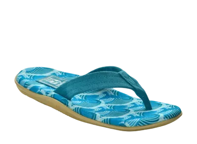 ISLAND SLIPPER Fabric Insole Suede Strap "Whale Tail/Turquoise"19PTLF203