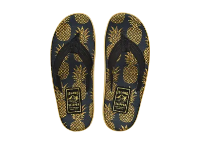 ISLAND SLIPPER Women's Fabric Insole Suede Strap "Pineapple Gold/Black" 19PTLF203