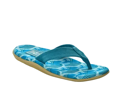 ISLAND SLIPPER Women's Fabric Insole Suede Strap "Whale Tail/Turquoise"19PTLF203