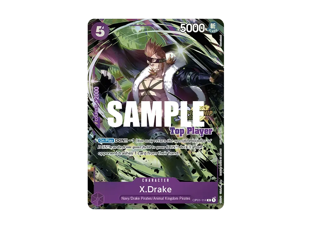 X・ドレーク R [OP01-114]【英語版】(プロモーションカード「チャンピオンシップ 2023 トッププレイヤーズ パック」)
