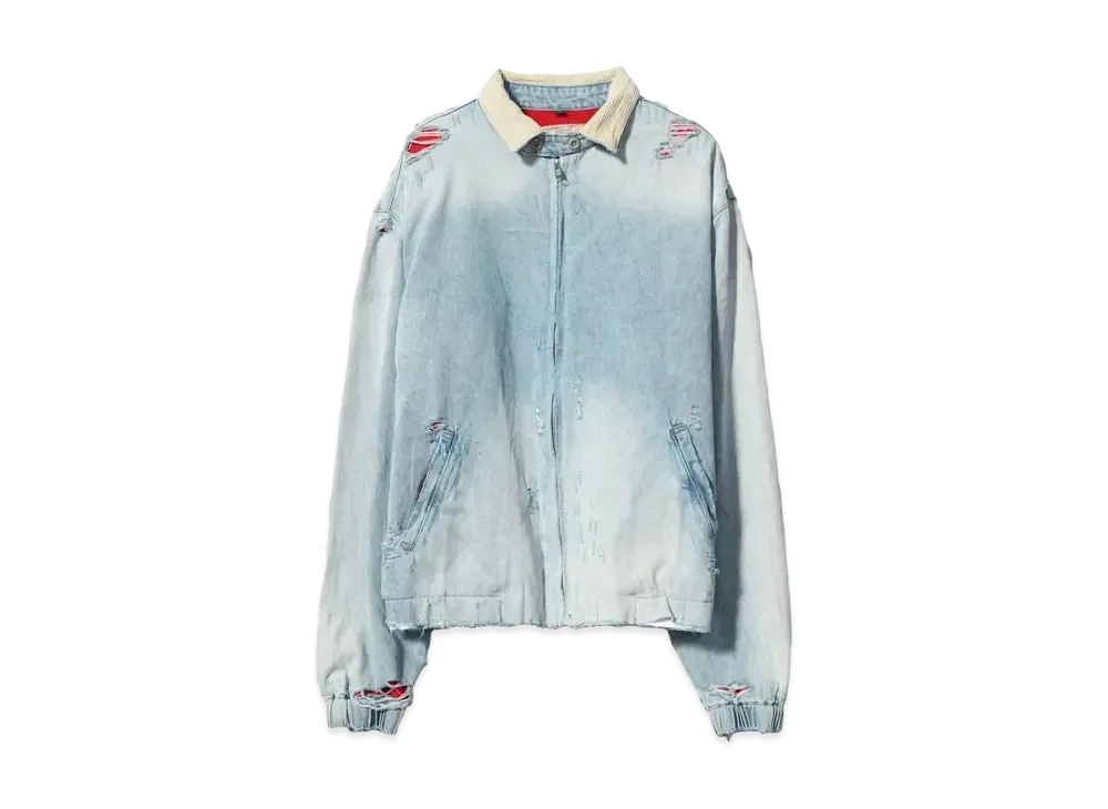 Basketcase GRIFTER, distressed work jacket "LIGHT BLUE/RED"