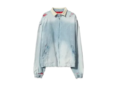 Basketcase GRIFTER, distressed work jacket "LIGHT BLUE/RED"