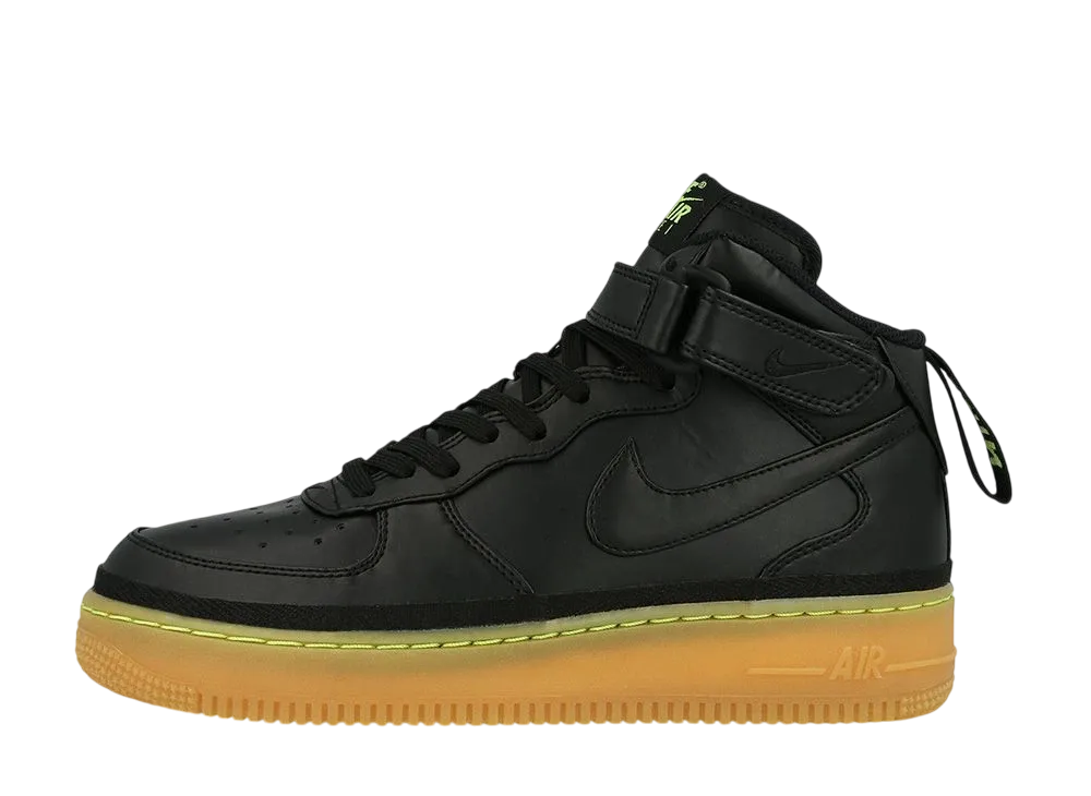 Nike GS Air Force 1 Mid "Black Gum Volt"