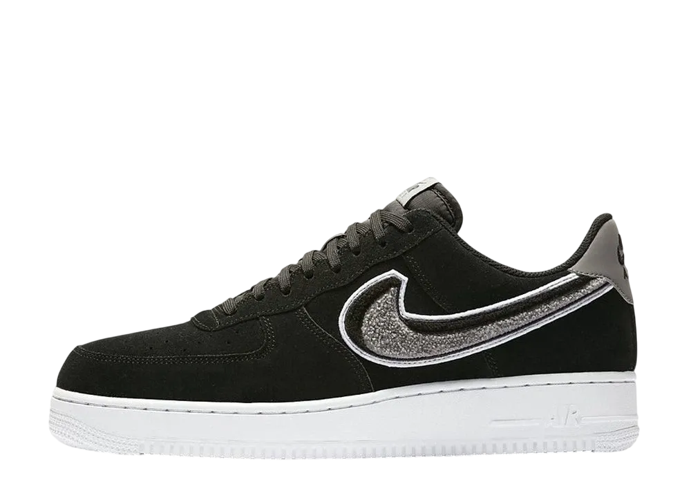 Nike Air Force 1 Low 3D Chenille Swoosh "Black Cool Grey"