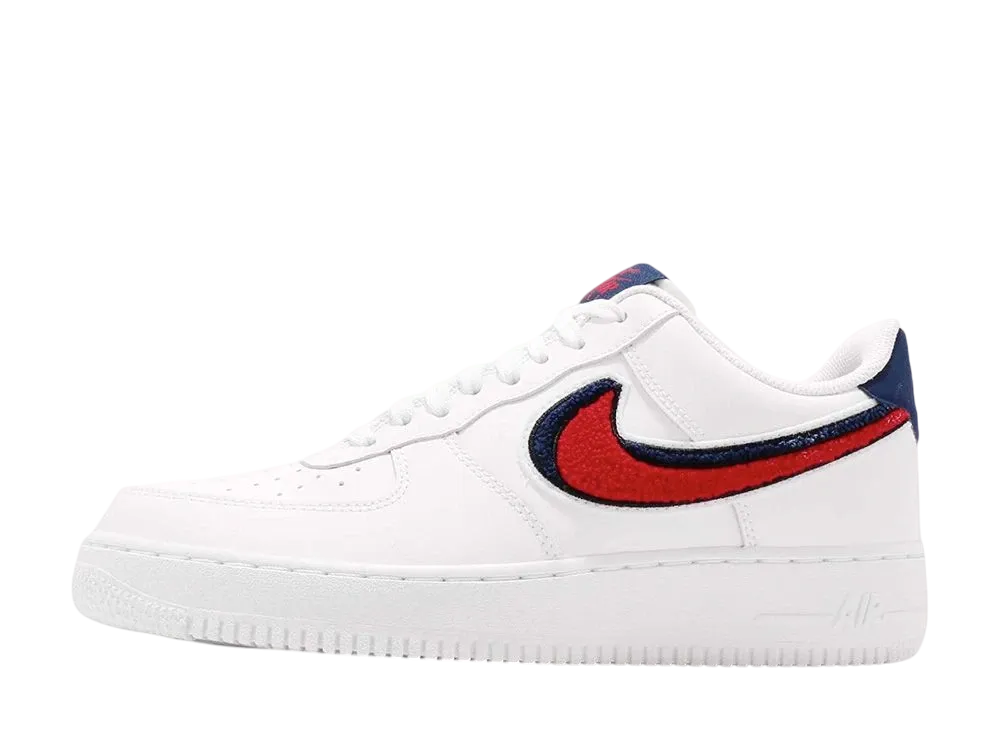 Nike Air Force 1 Low 3D Chenille Swoosh "White Red Blue"