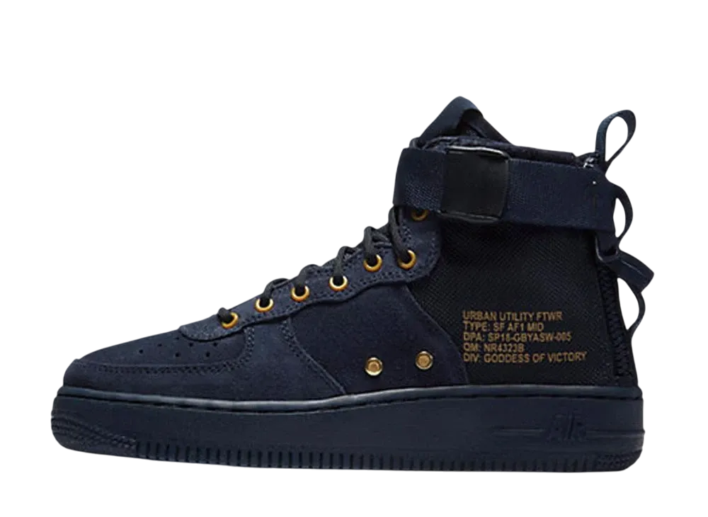 Nike GS SF Air Force 1 Mid "Obsidian Black"
