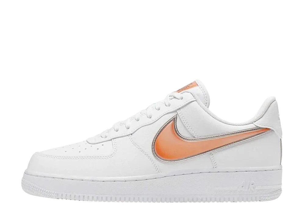 ナイキ エアフォース ロー "オーバーサイズド スウッシュ ホワイト オレンジ ピール"
