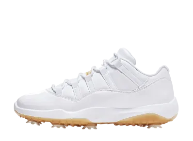 ナイキ エアジョーダン11 レトロ ロー ゴルフ "ホワイト メタリック ゴールド"