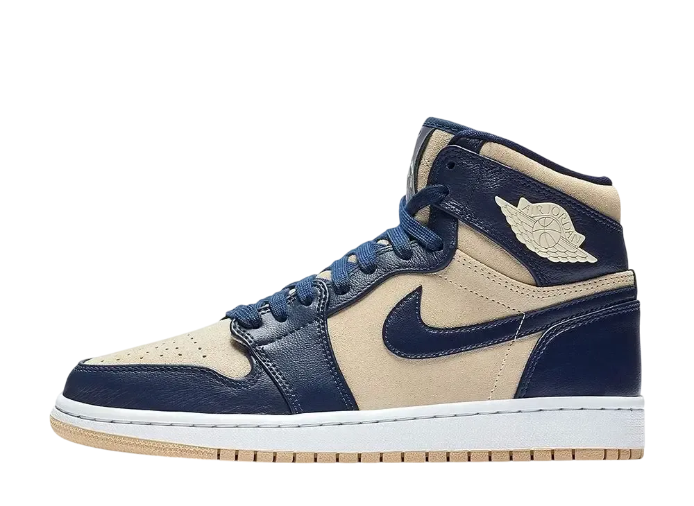 ナイキ ウィメンズ エアジョーダン1 レトロ プレミアム "ミッドナイト ネイビー ライト クリーム"