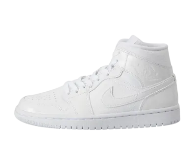 ナイキ ウィメンズ エアジョーダン1 ミッド "トリプル ホワイト パテント スウッシュ"
