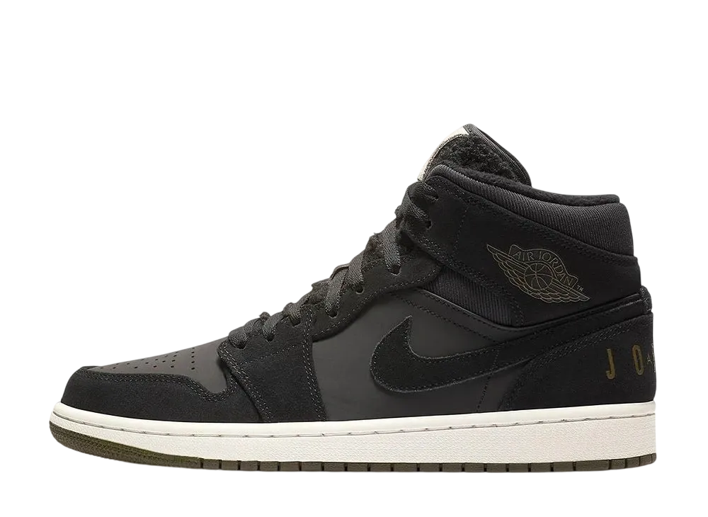 ナイキ エアジョーダン1 ミッド "ブラック オリーブ キャンバス"