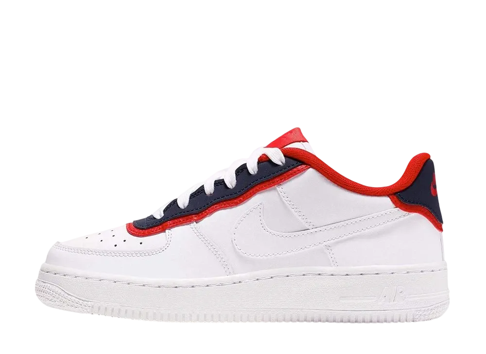 Nike GS Air Force 1 Low Double Layer "White/Obsidian/Red"
