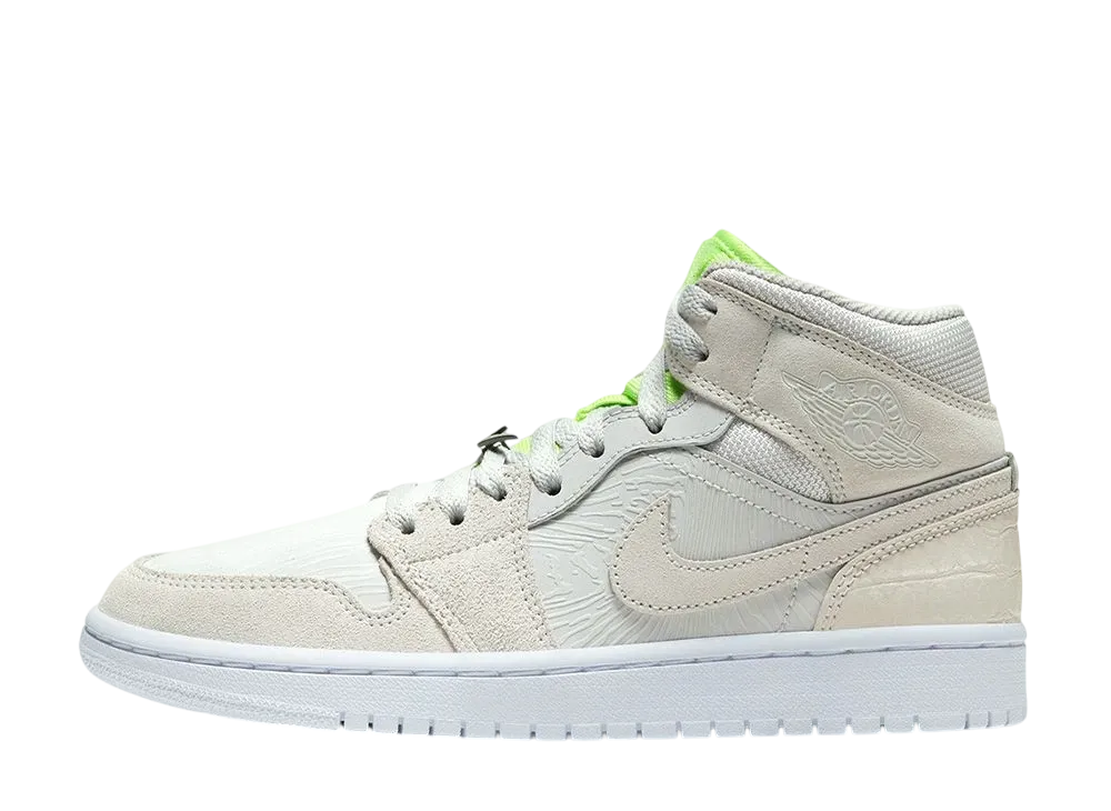 ナイキ ウィメンズ エアジョーダン1 ミッド "バースト グレー ゴースト グリーン"