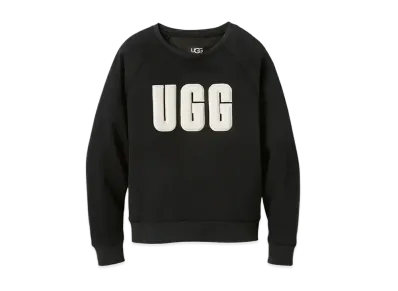 UGG Women's Madeline Fuzzy Logo Crewneck "Black/Cream"