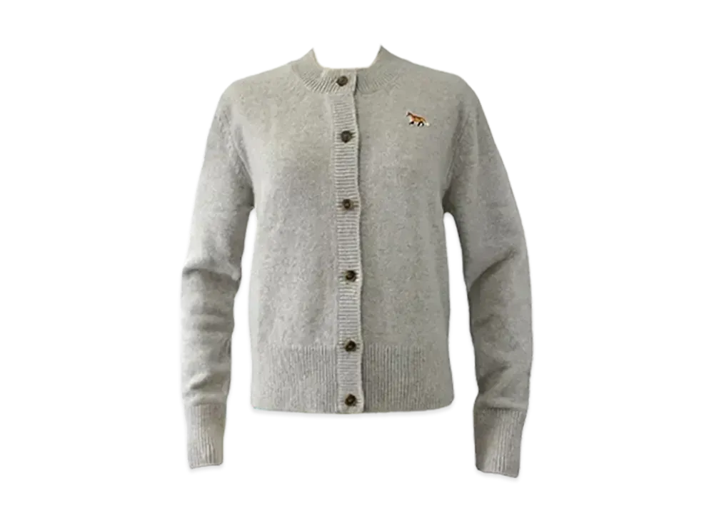Maison Kitsune Baby Fox Patch Fitted Cardigan "Light Grey Melange"