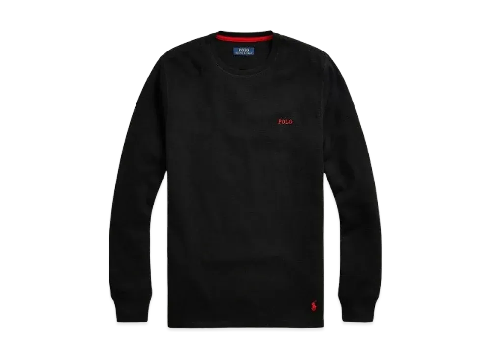 Polo Ralph Lauren Waffle Knit Crewneck Long T-shirt "Polo Black"