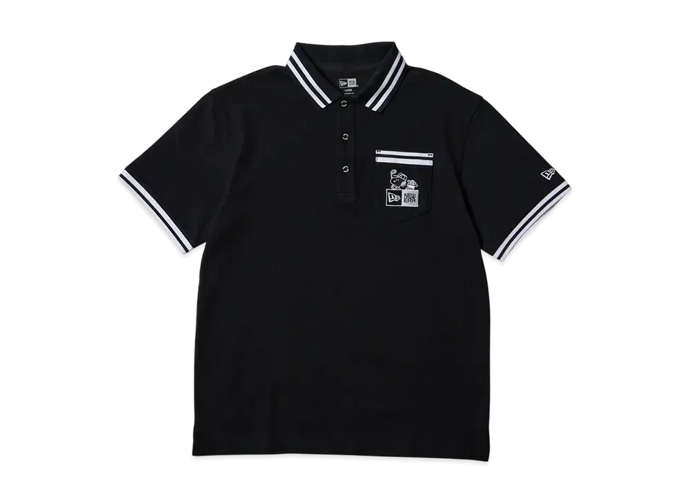 NEW ERA x PEANUTS Golf Short Sleeve Kanoko Polo Shirt Box Logo "Black"