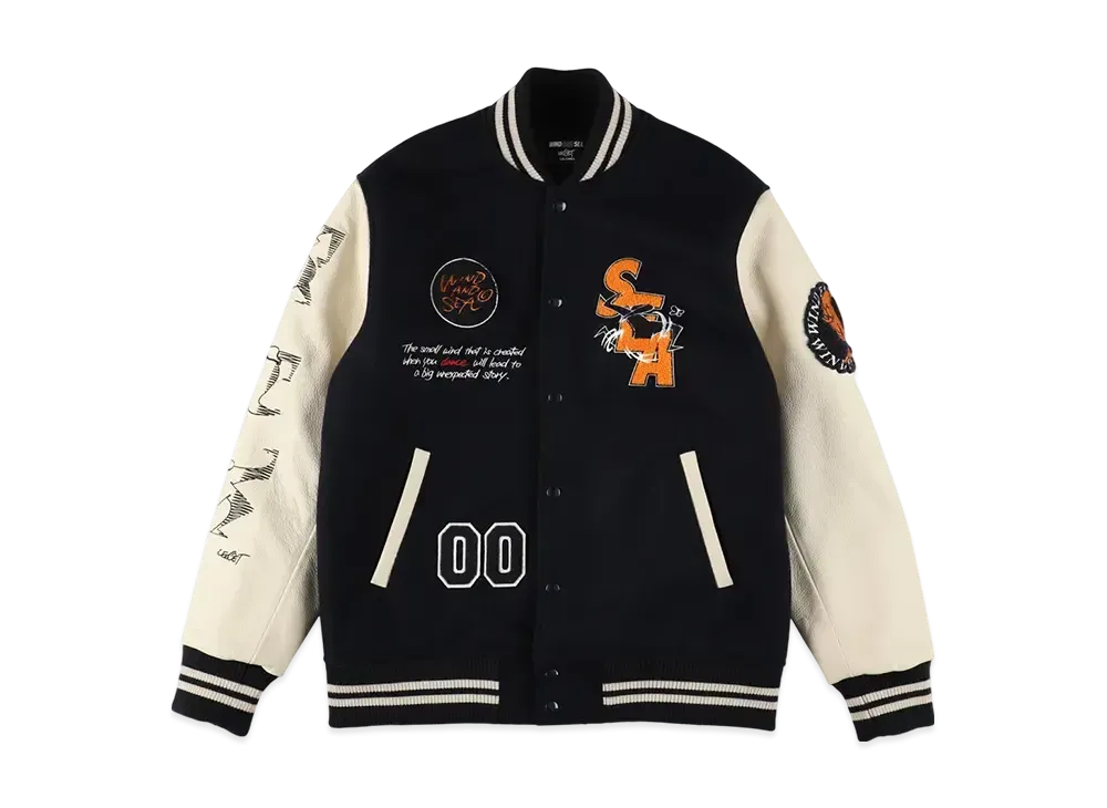 WIND AND SEA x LEEGET Varsity Jacket "Navy"