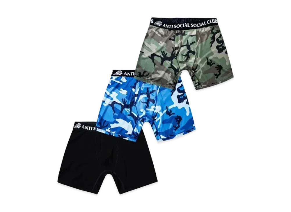 ANTI SOCIAL SOCIAL CLUB Jacquard Logo Boxer Briefs 3-Pack "Camo Solid"