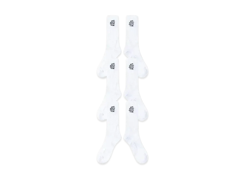 ANTI SOCIAL SOCIAL CLUB Classic 3-Pack Embroidered Socks "White"